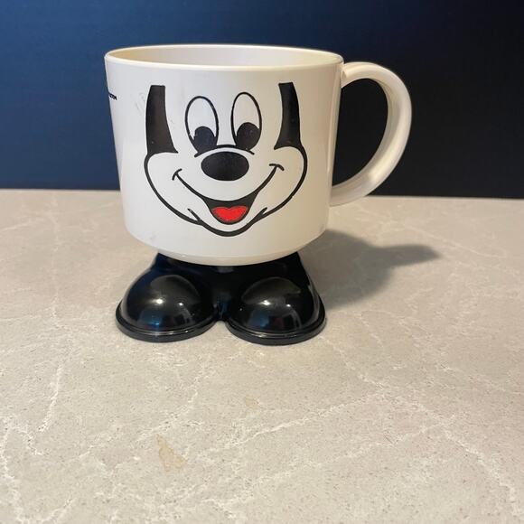 Vintage Mickey Production plastic footed cup with handle Mickey printed face - Picture 1 of 9